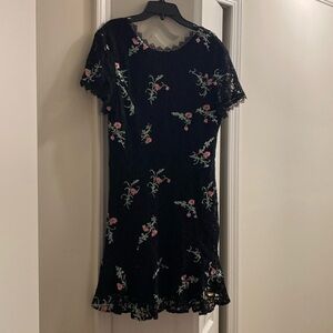 Black Lace Dress with Pink Florals